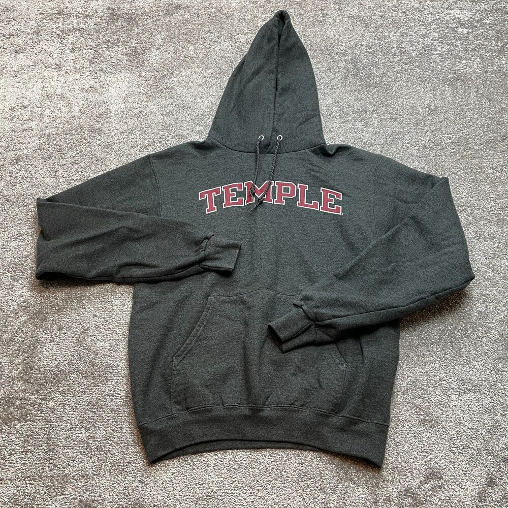 Champion Eco Hoodie Sweatshirt Mens Small Dark Gray Temple Logo Hooded Sweater